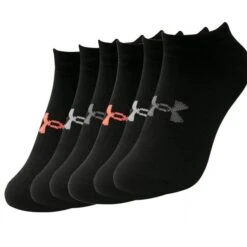 Under Armour Ladies Essential No Show Low Socks 6-Pairs Black (001)