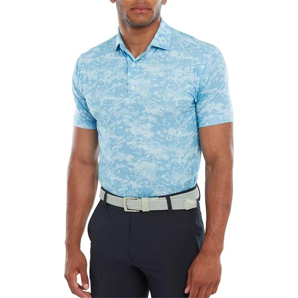 FootJoy Gents Cloud Camo Lisle Polo Shirt True Blue - Image 3