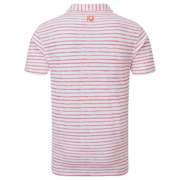 FootJoy Gents Chalk Line Pique Shirt White - Coral - Image 2