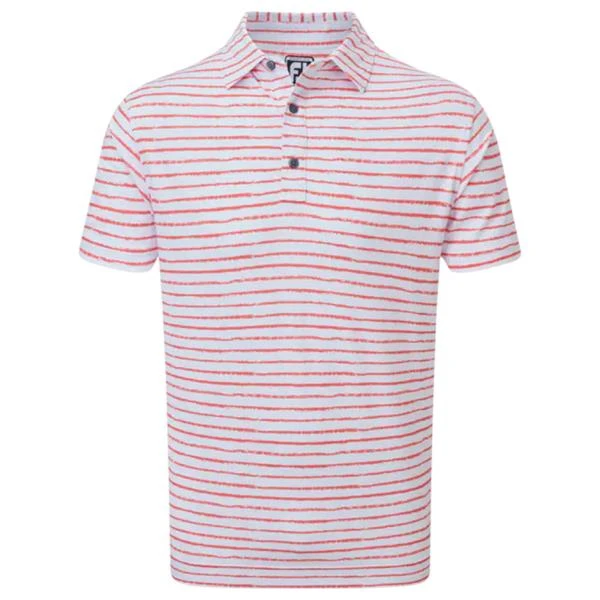 FootJoy Gents Chalk Line Pique Shirt White - Coral