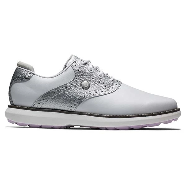 FootJoy Ladies FJ Traditions Spikeless Shoes White - Silver - Purple