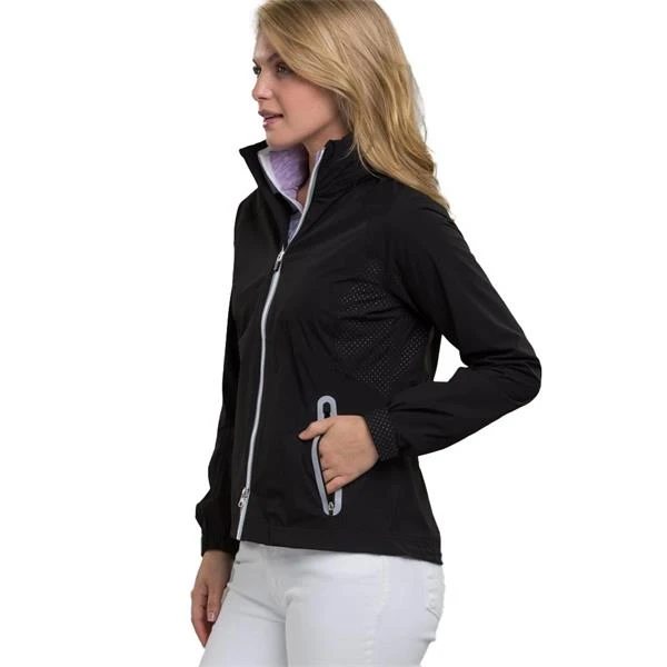 Ladies Olivia Hooded Waterproof Jacket Black - Metallic Silver - Image 4