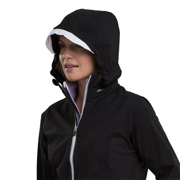Ladies Olivia Hooded Waterproof Jacket Black - Metallic Silver - Image 5