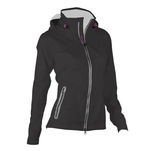 Ladies Olivia Hooded Waterproof Jacket Black - Metallic Silver - Image 3