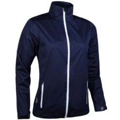 Ladies Tech-Lite Waterproof Jacket Navy - White