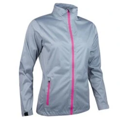 Ladies Tech-Lite Waterproof Jacket Silver - Magenta